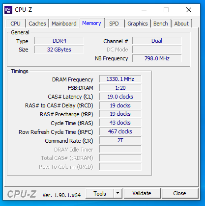 Lenovo Legion Y540 CPU-Z Memory